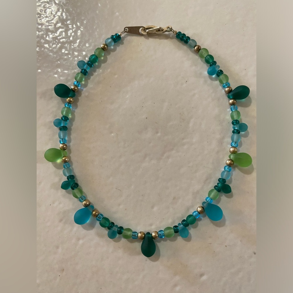 Beaded Seaglass Anklet